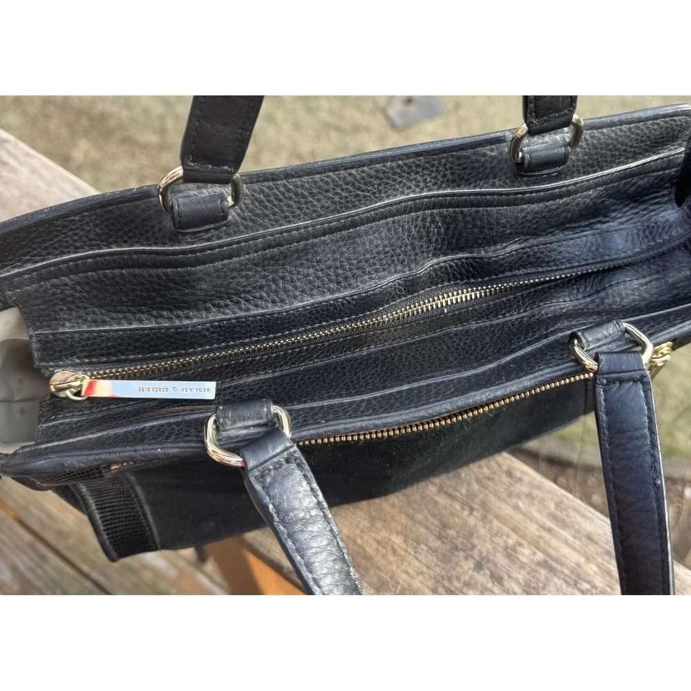 Kate Spade Chatham Lane Harlan Satchel Black Leather‎  & Suede Gold Hardware Bag
